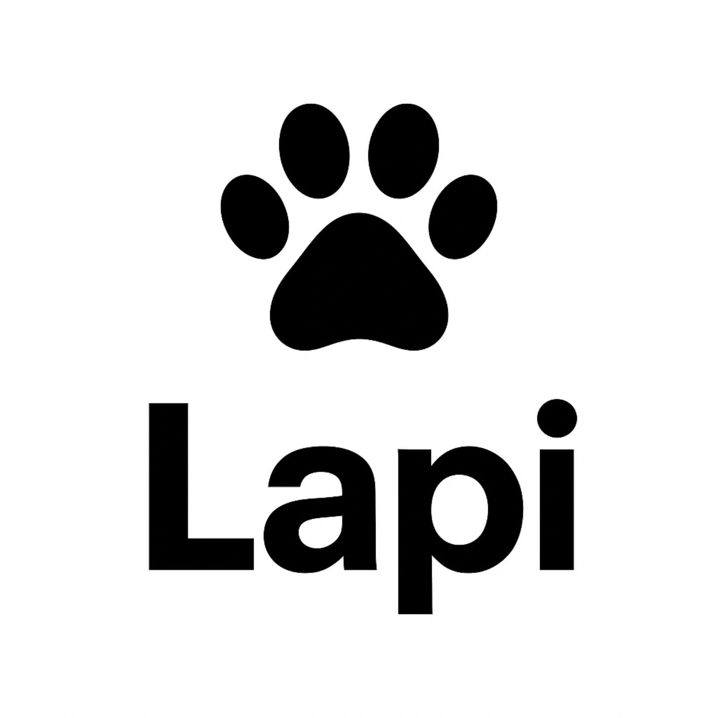 Black paw print with 'Lapi' text on a white background